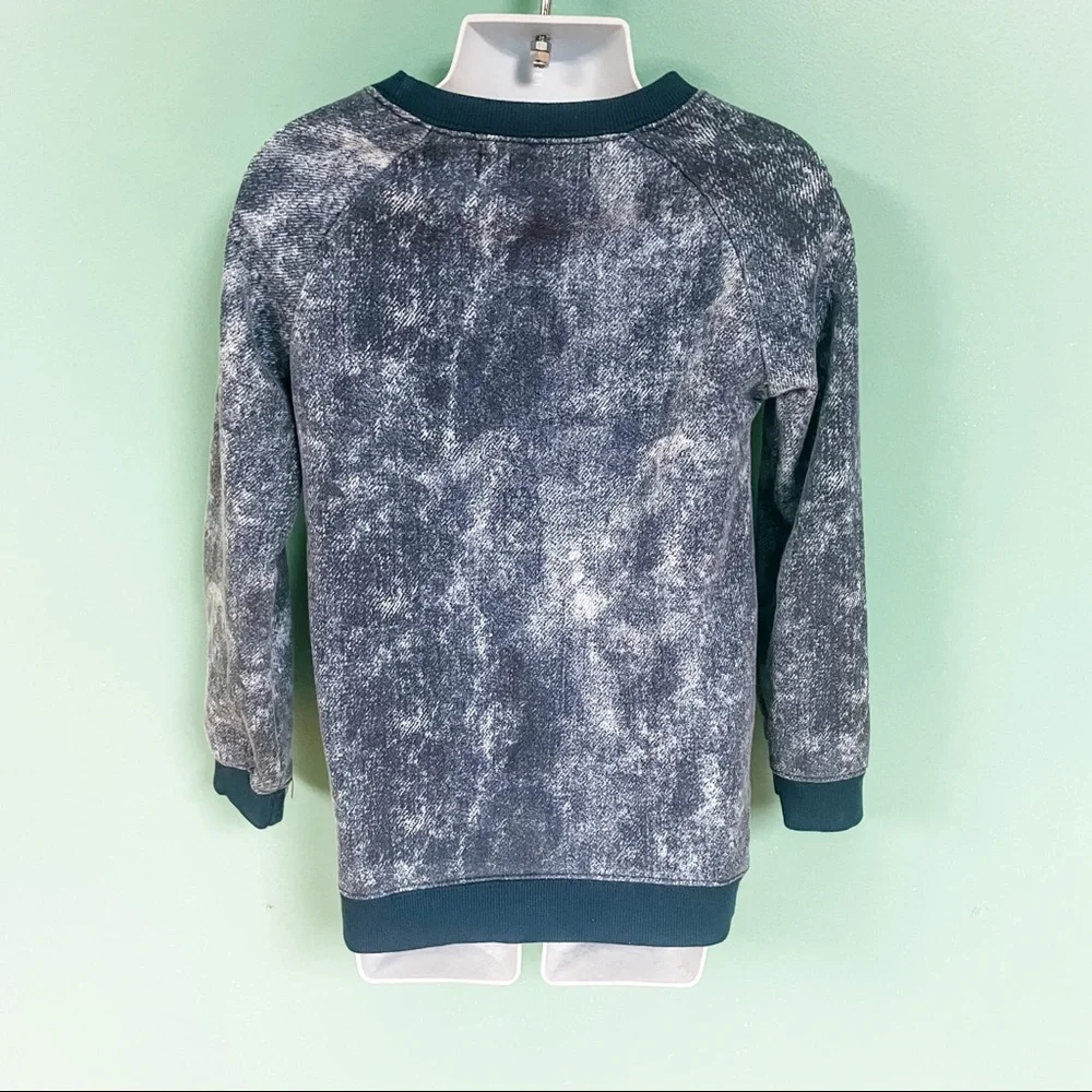 Betsey Johnson Blue Graffiti Embellished Long Sleeve Crewneck Sweater Girls 6